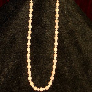 Vintage Natural Rose Quartz Polished Bead Necklace 30''